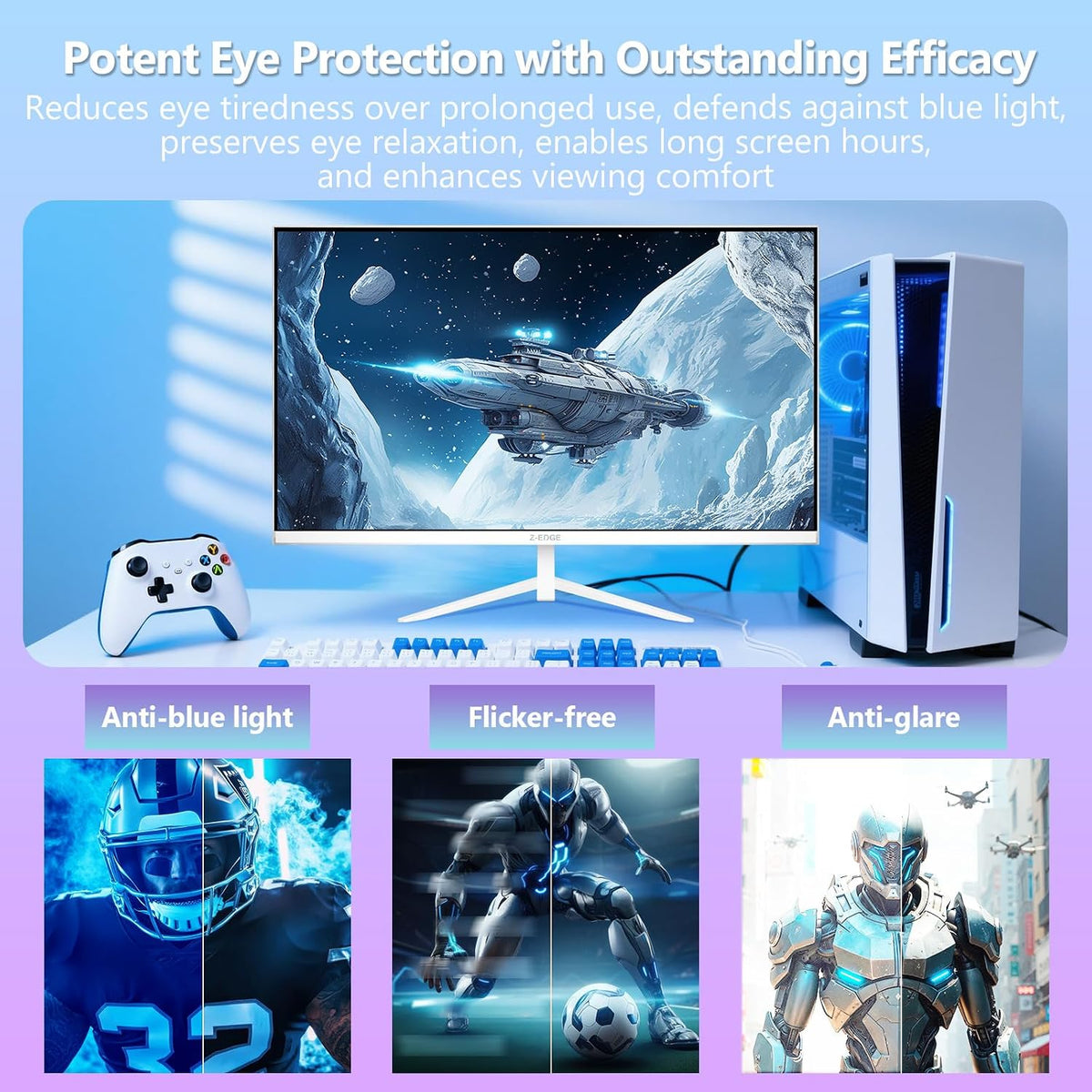 Z-EDGE UG24PJ 24" 240Hz Gaming Monitor, FHD 1080p IPS, 1ms, FreeSync, HDR, White