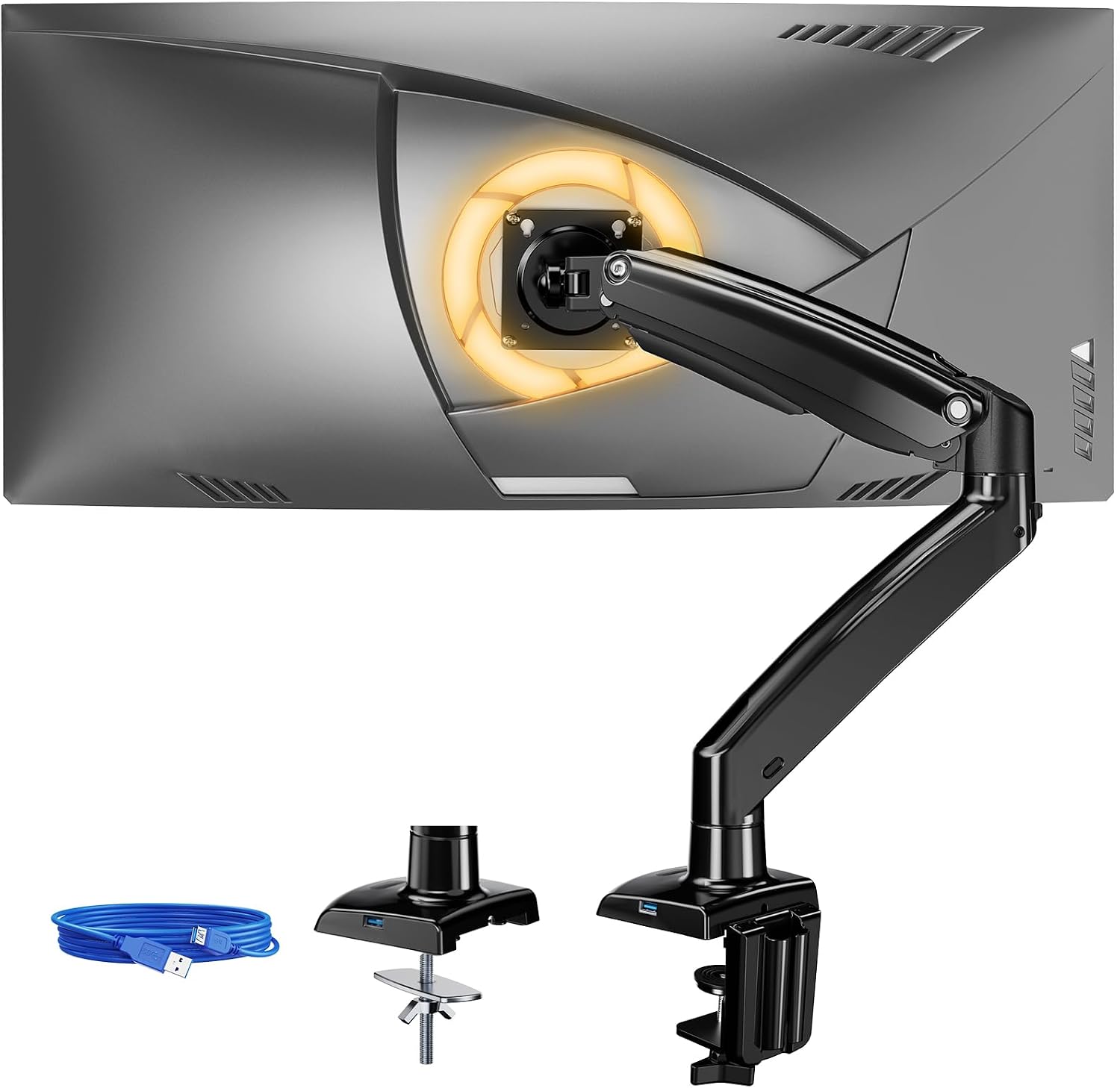 Single Monitor Arm, Fully Adjustable Monitor Mount for 13–34 Inch Screens, Fast Install Computer Monitor Stand with Tool-Free VESA Mount, Cable Management, Holds 19.8 Lbs, Max VESA 100X100Mm