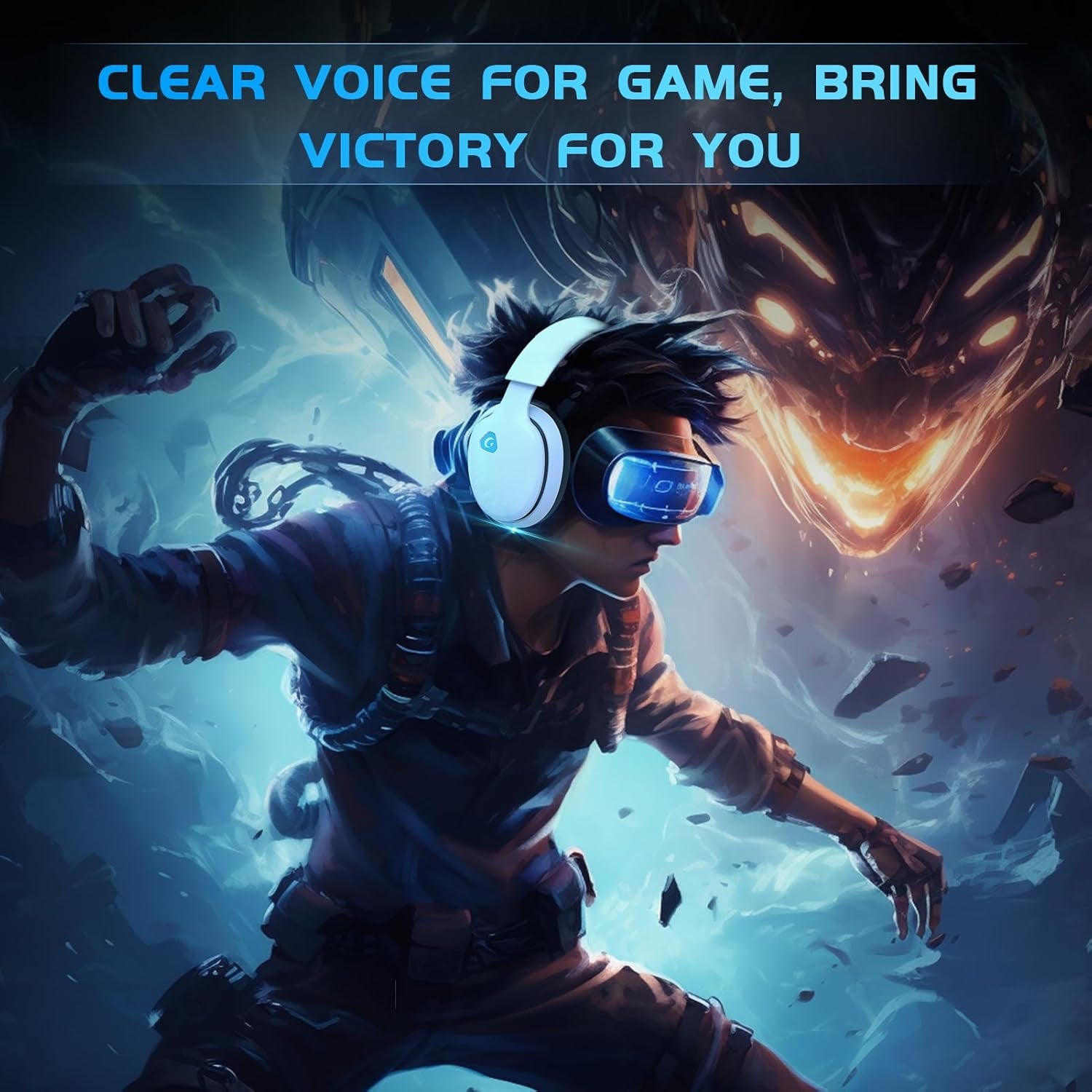 2.4GHz Wireless Gaming Headset for PS5, PS4, PC, and Switch, Bluetooth 5.3, Noise-Reducing Mic, Stereo Sound, 40 Plus Hour Battery, White