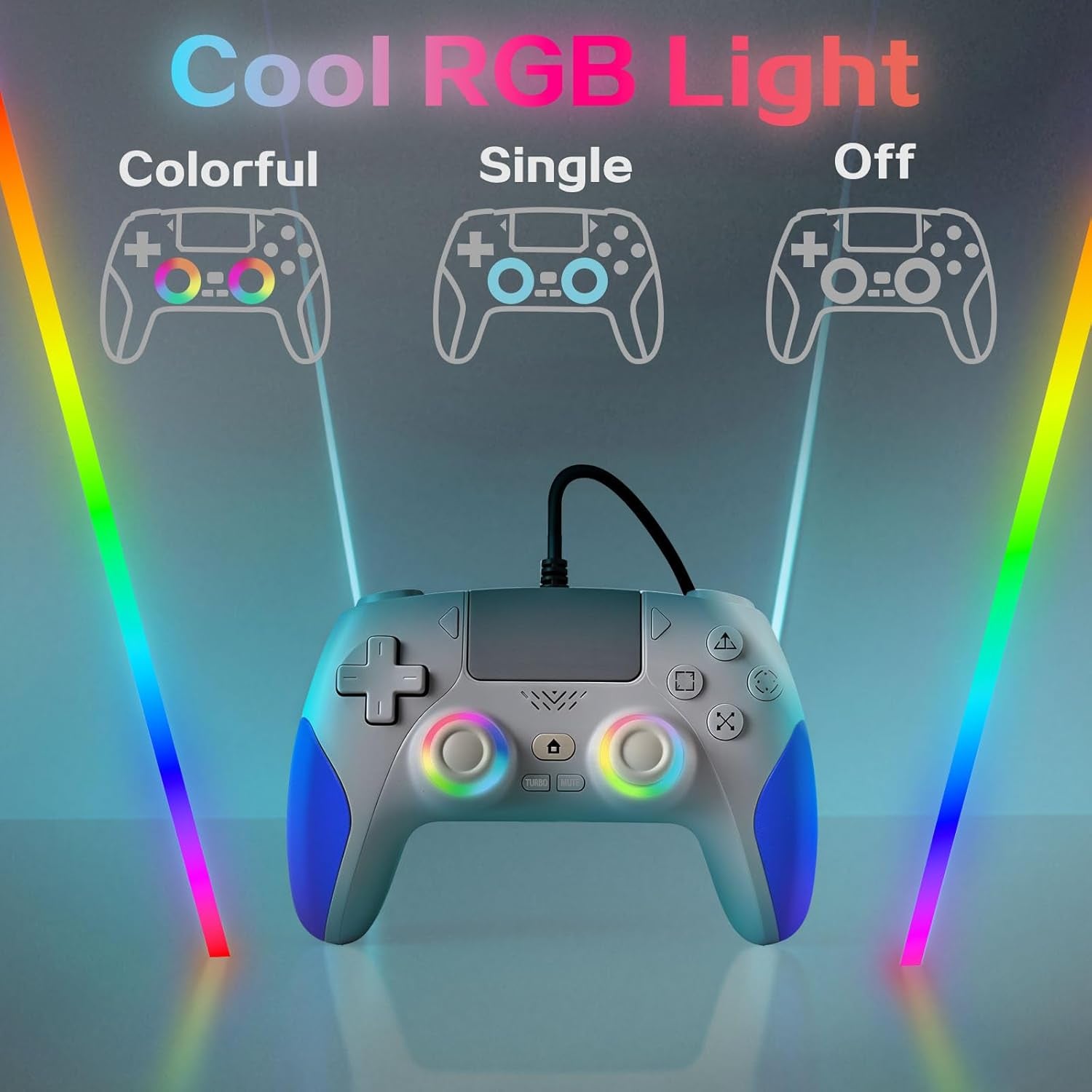 IWGAME RGB Wired Gaming Controller for PS5, PS4, PC, and Multi Platform Use