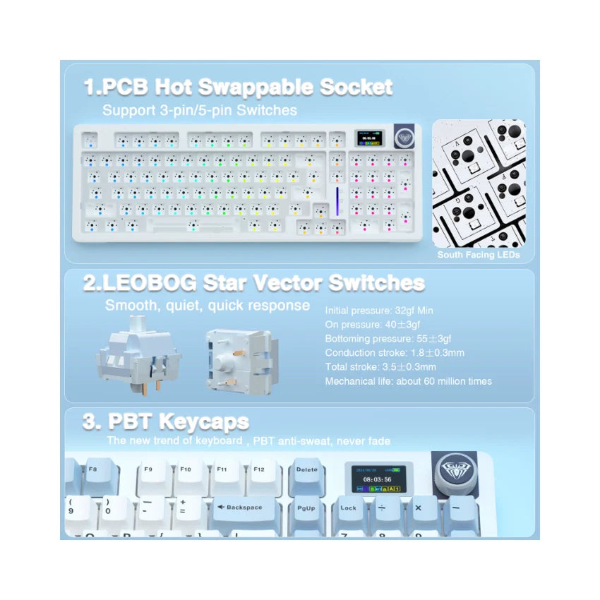 AULA S98 Pro Mechanical Keyboard with Knob& LCD Screen