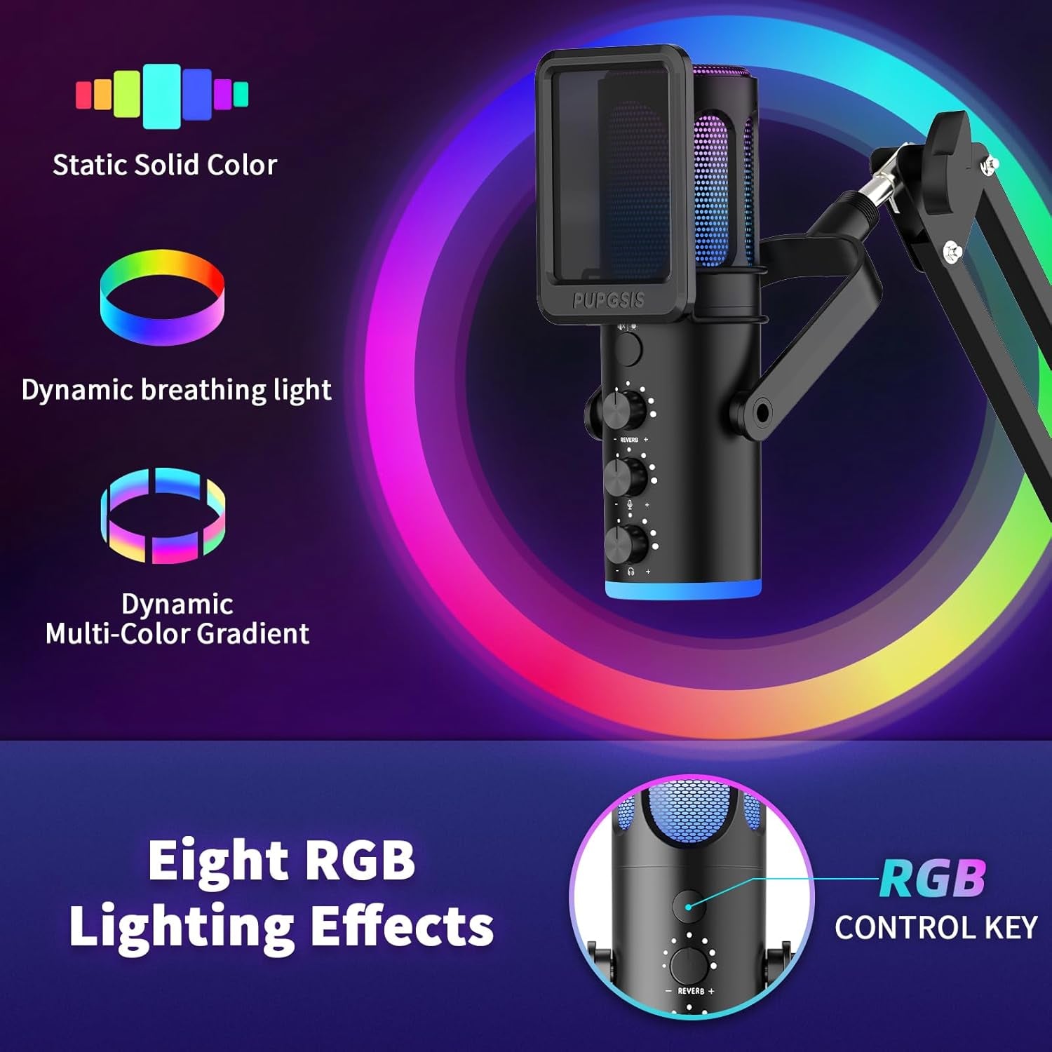 Gaming Microphone, USB Condenser Mic for PC, PS4/5 and Mac.