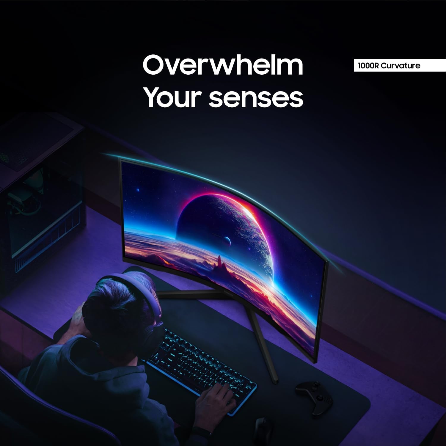 32" Odyssey G55C Series QHD 1000R Curved Gaming Monitor, 1Ms(Mprt), HDR10, 165Hz, AMD Radeon Freesync, Eye Care, Glare Free, Sharp Resolution LS32CG550ENXZA