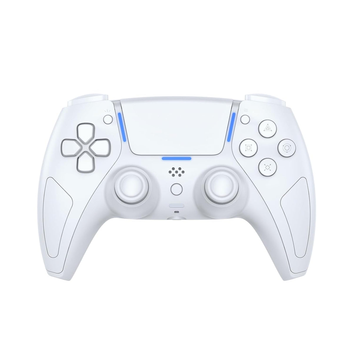 Wireless Gaming Controller Compatible with Ps5/Android/Pc, with LED Lights, Bluetooth,Hall Effect Joystick, Dual Vibration, 3.5Mm Audio Jack, 6-Axis Motion Contro Gamepad with Speaker (White)
