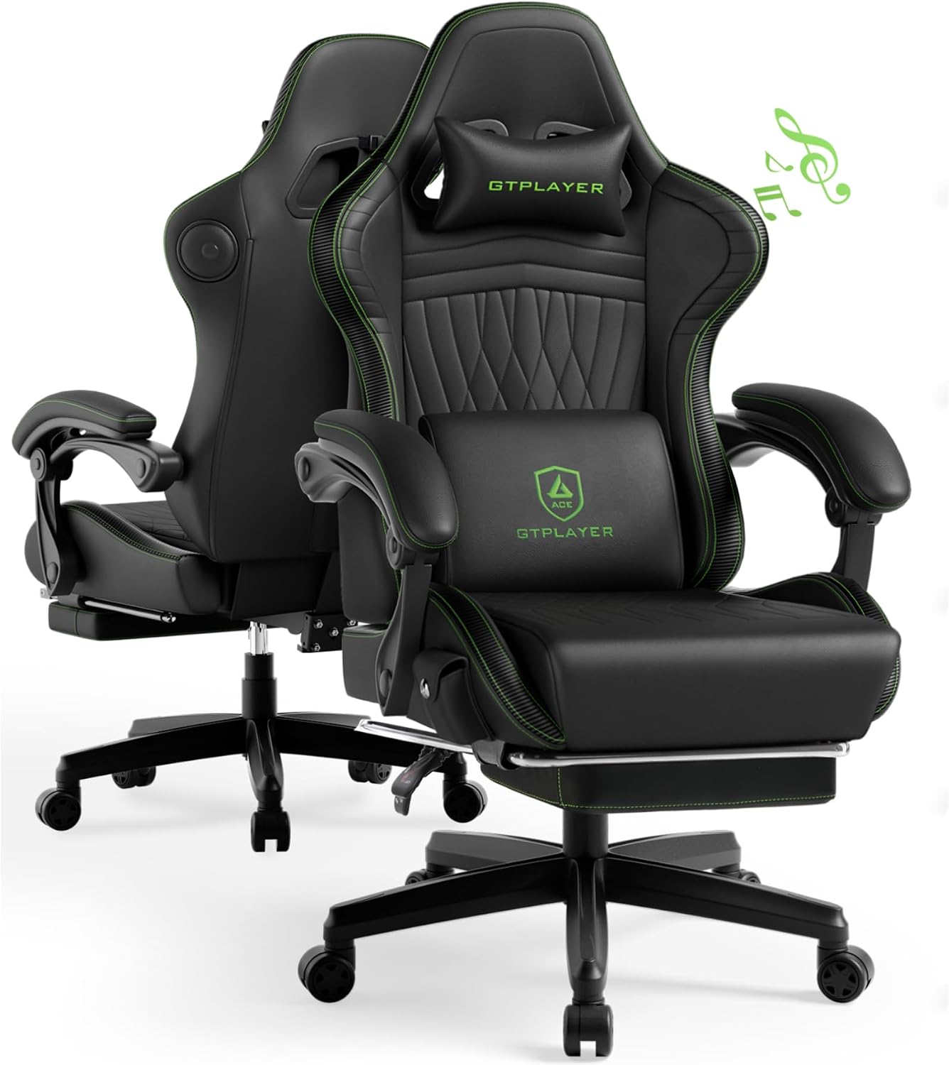 ACE-PRO Music Gaming Chairs – Built-In Speakers, App Support & Bluetooth Control, Computer Game Chairs with Footrest for Adults, Ergonomic Reclining Silla, Linkage Armrest, Blue 【Velvet】