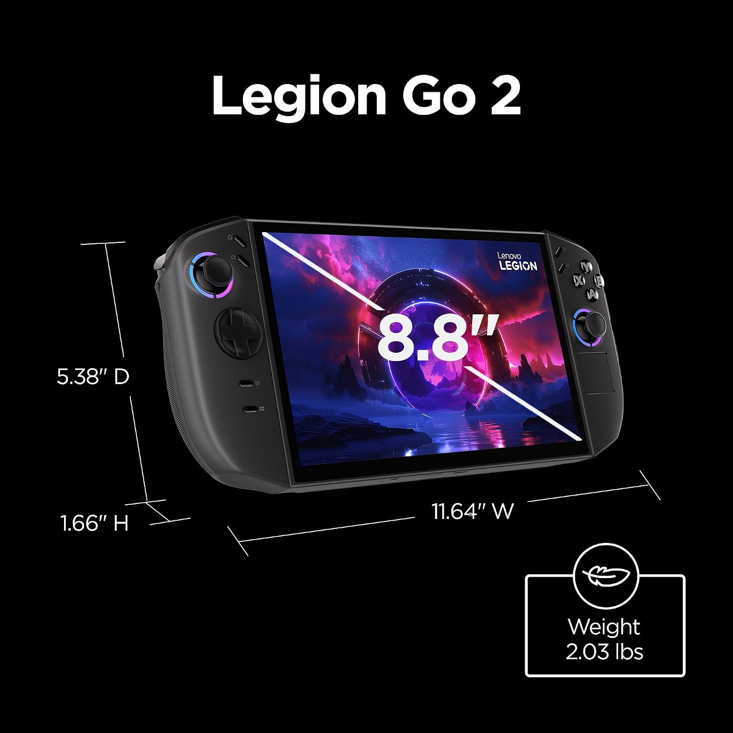 Lenovo Legion Go 2 Handheld Gaming PC, Ryzen Z2, 16GB RAM, 1TB SSD, 8.8" OLED 144Hz Display