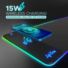 Wireless Charger LED Mousepad 35.5 X 12 Inch RGB Gaming Mouse Pad 10 Light Modes