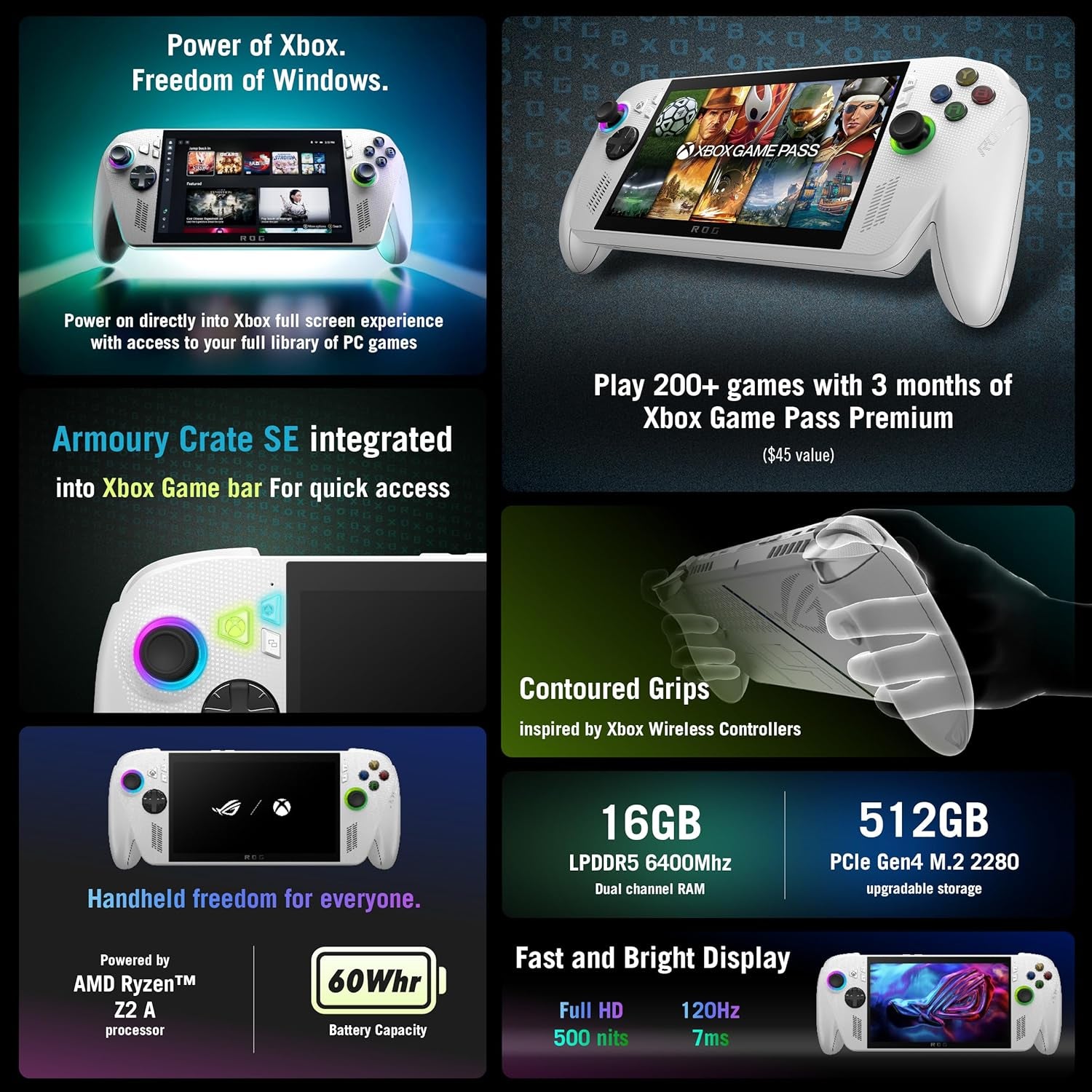 ROG Xbox Ally Handheld Gaming Console – 7 Inch 1080P 120Hz