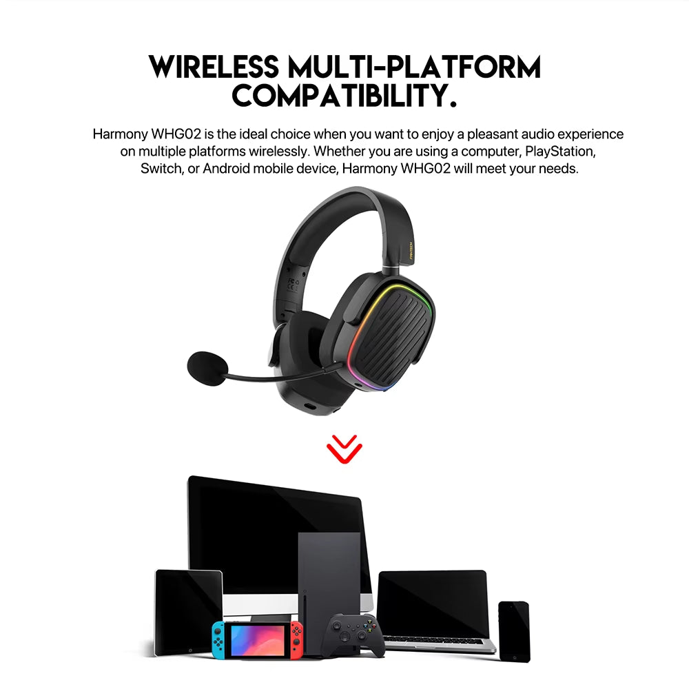 Harmony WHG02 Wireless Gaming Headset with Bluetooth 5.3