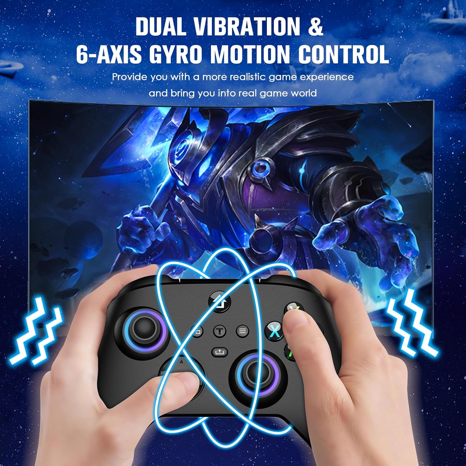 Wireless Controller for Xbox, Compatible with Xbox Series X/S/One/Pc, with 2 Silicone Thumb Grips, Hall Effect Joysticks, 2.4Ghz Wireless Adapter Gamepad with RGB Light, Dual Vibration, TURBO