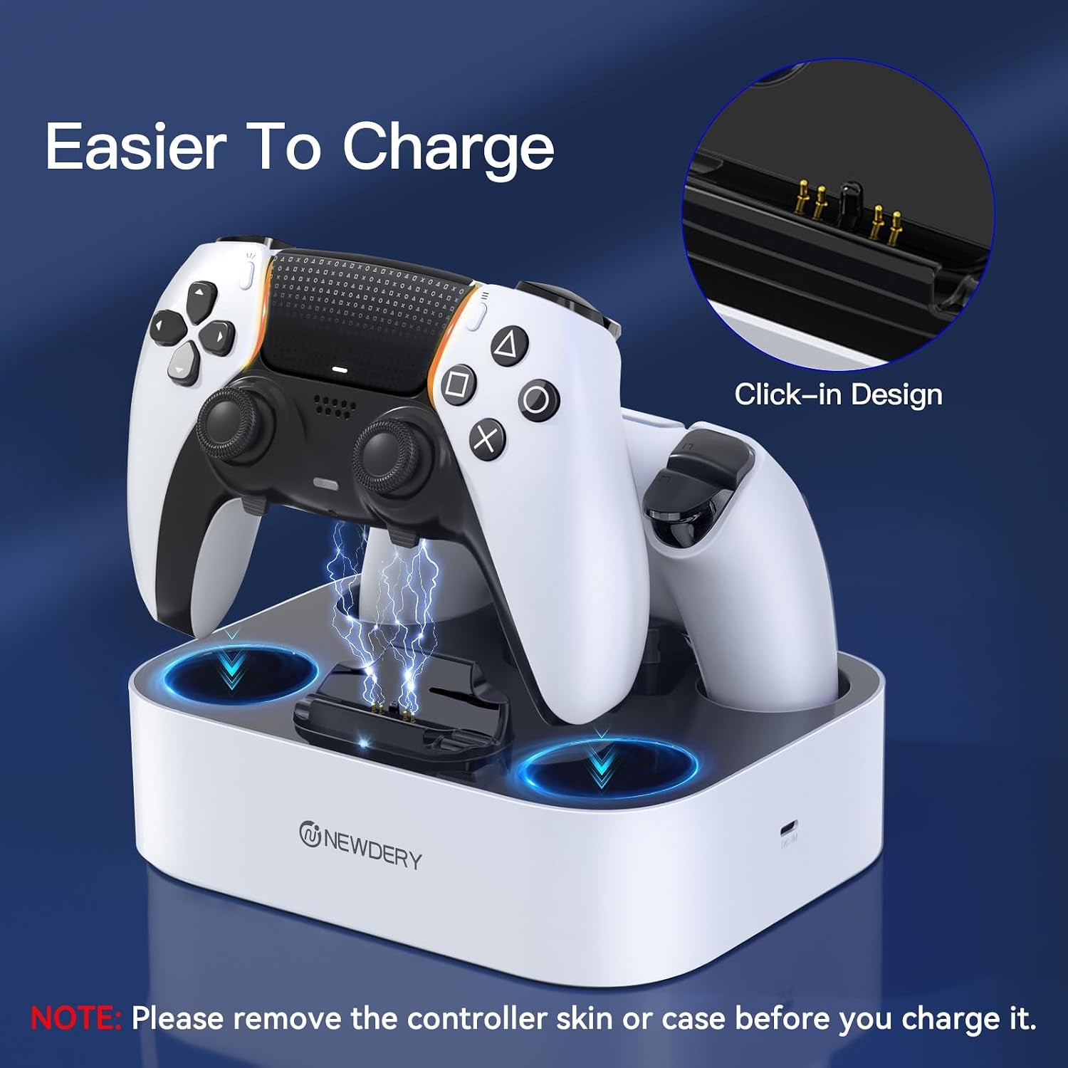 PS5 Controller Charger Dock, Fast Dual Charging Station with LED Indicator