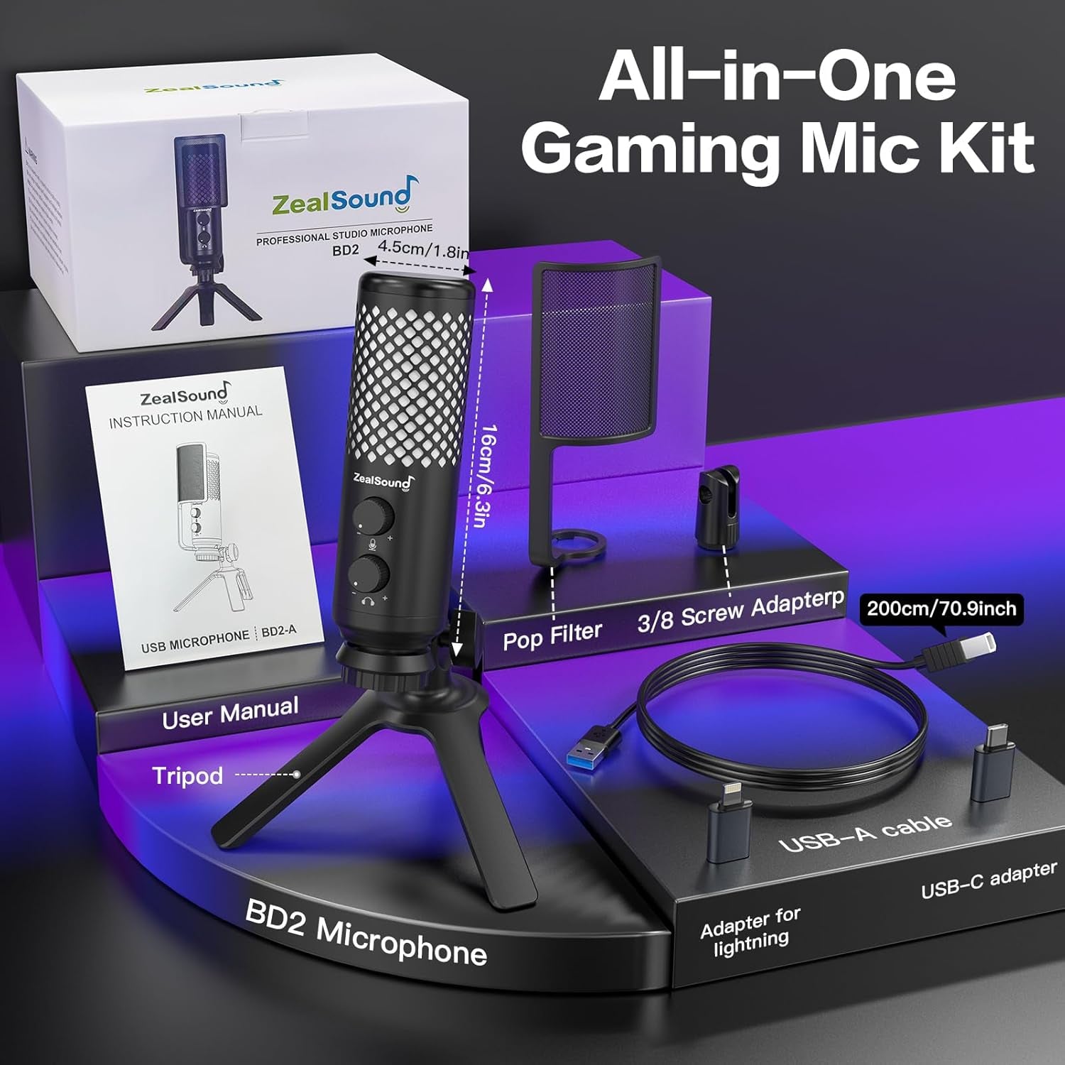 Podcast Microphone for Pc/Mac/Iphone/Phone.