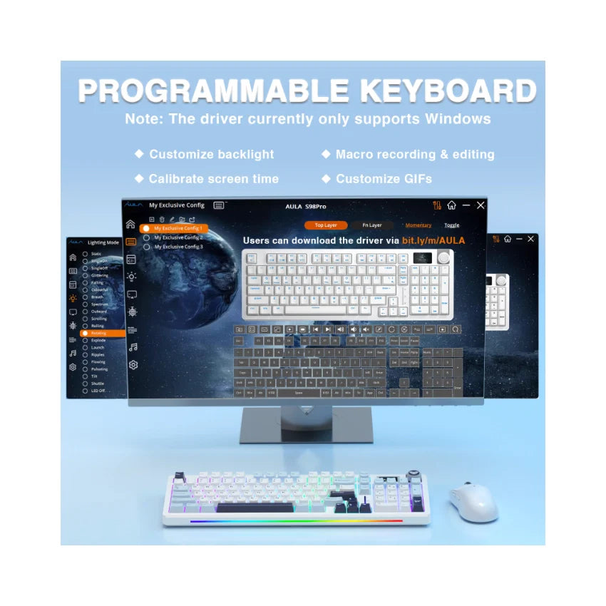 AULA S98 Pro Mechanical Keyboard with Knob& LCD Screen