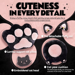 Pink Gaming Chair Cute with Cat Ears Paw Lumbar and Cushion,Ergonomic Computer Chair with Footrest,Reclining PC Game Chair for Girl Computer Chair 300Lbs for Adult