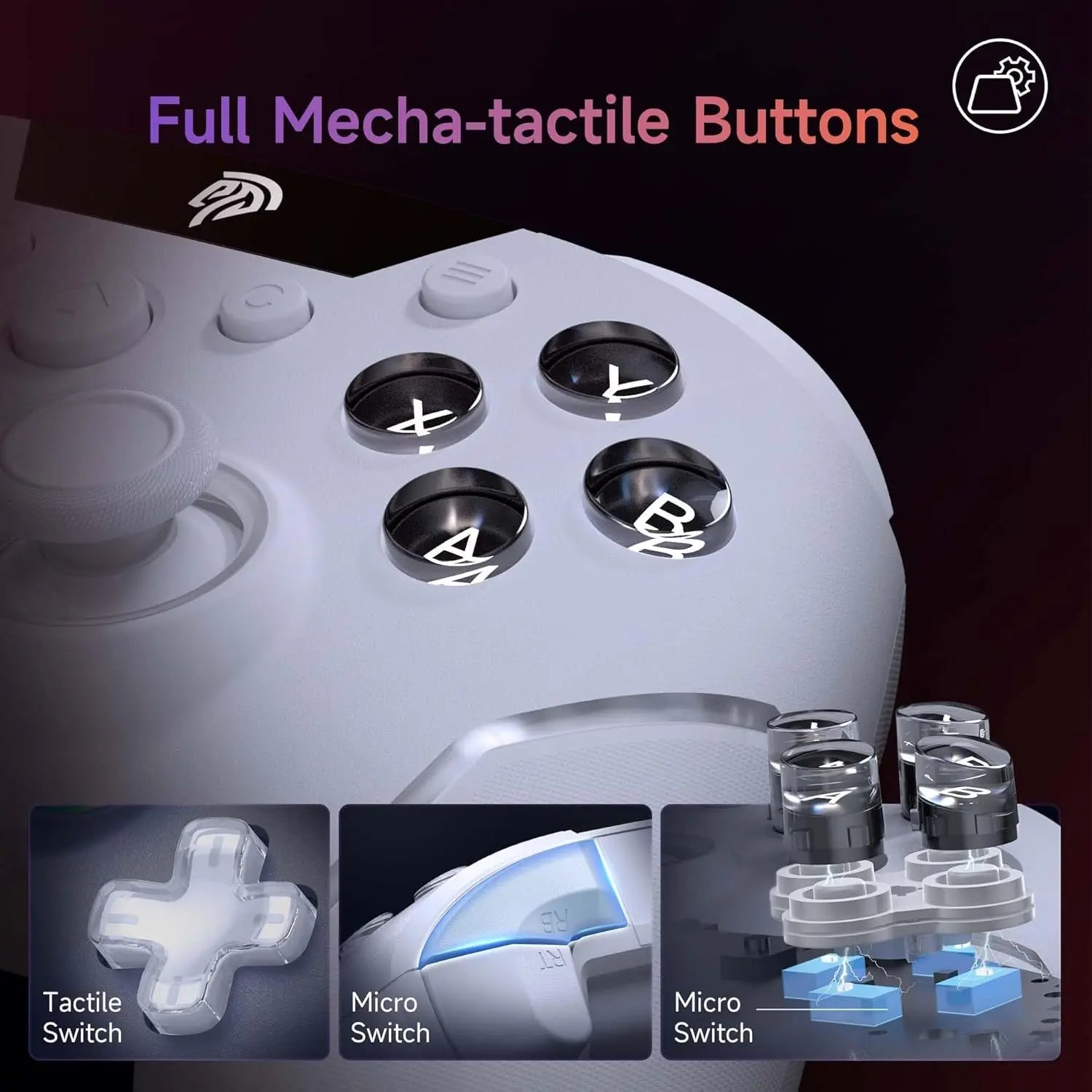 X20 Wireless Gaming Controller with RGB Backlit, 2-Stage Hall Effect Stick, 1000Hz Polling Rate, 6-Axis Gyro on Multi-Platform, Mech Buttons- Compatible with Pc/Switch/Steam/Android