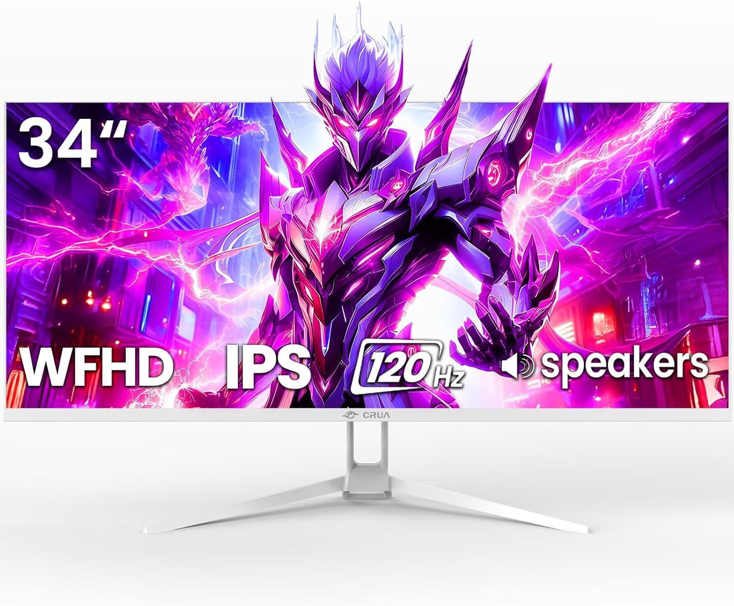 34'' Ultrawide Gaming Monitor 120HZ, 21:9 WFHD 2560X1080 IPS Panel Computer Monitors with Built-In Speakers, Support AMD Freesync, 120% Srgb, DP1.4 & HDMI1.4, Wall Mountable Installs-White