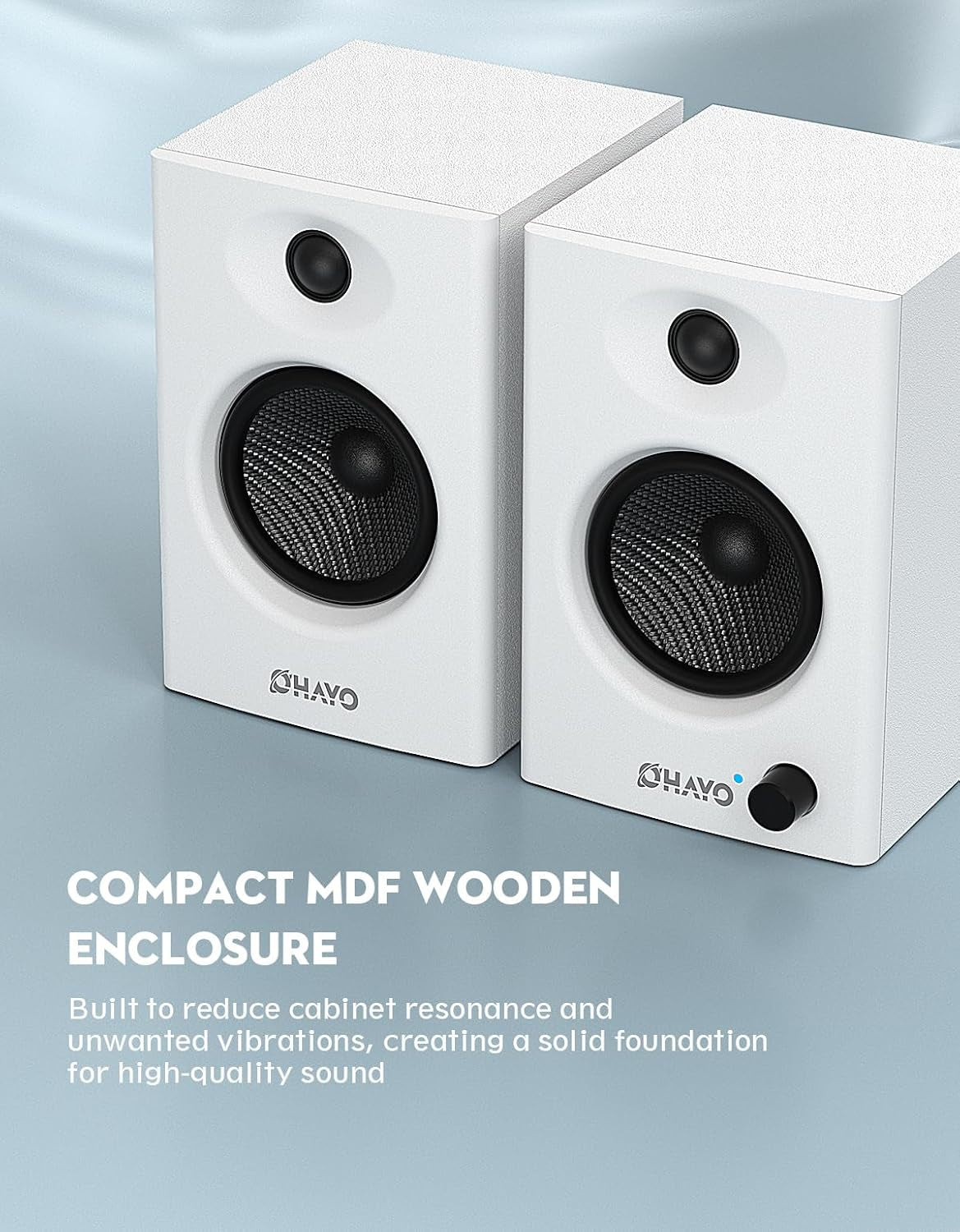 60W Desktop Computer Speakers with Bluetooth 5.3, Stereo 2.0, White