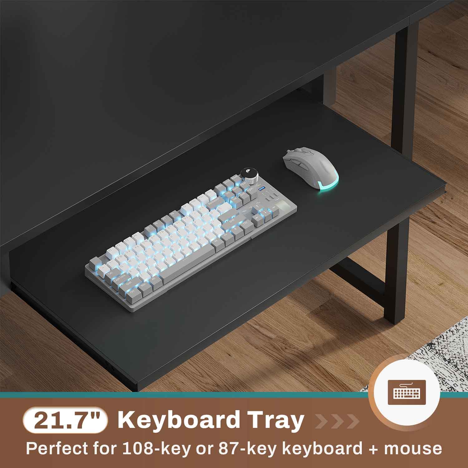 67 Inch L Shaped Gaming Desk Reversible Computer Desk with Led Lights Power Outlet Pegboard