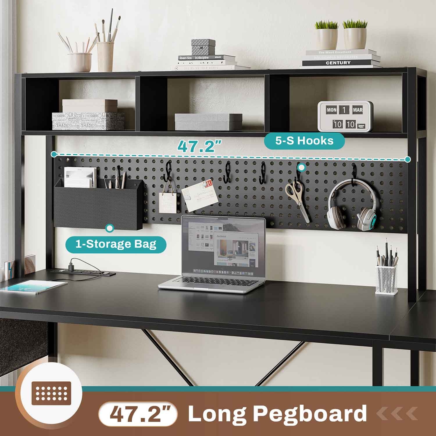 67 Inch L Shaped Gaming Desk Reversible Computer Desk with Led Lights Power Outlet Pegboard