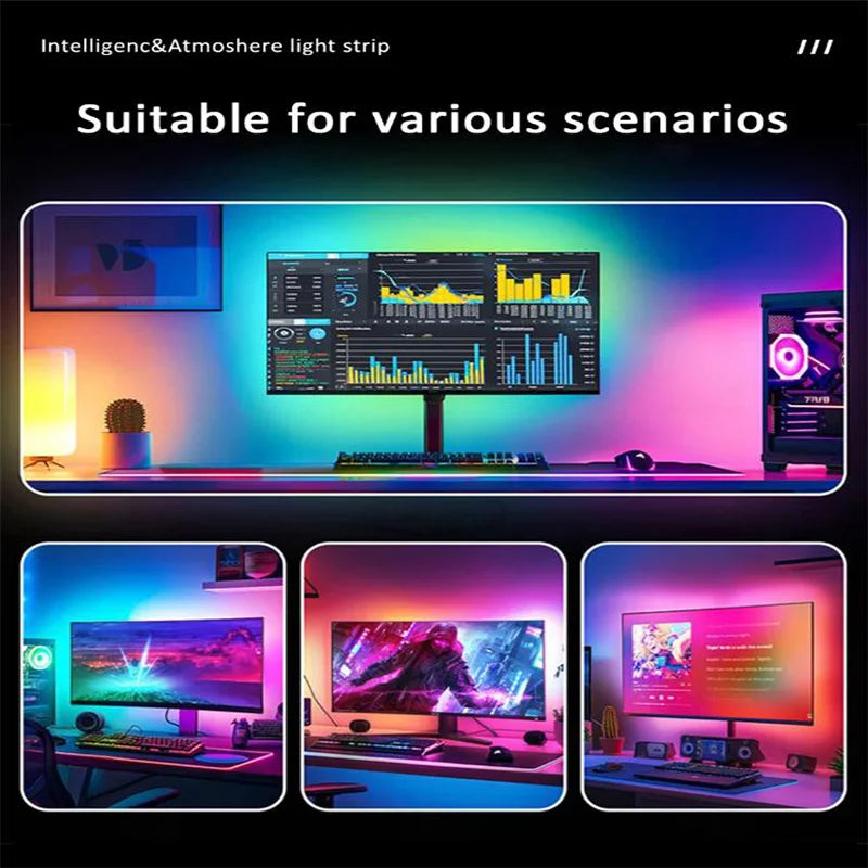 USB PC LED Strip Lights 24-34 Inch Computer RGBIC APP Music Sync Monitor Screen LED Backlight for Gaming Room Atmosphere Decor