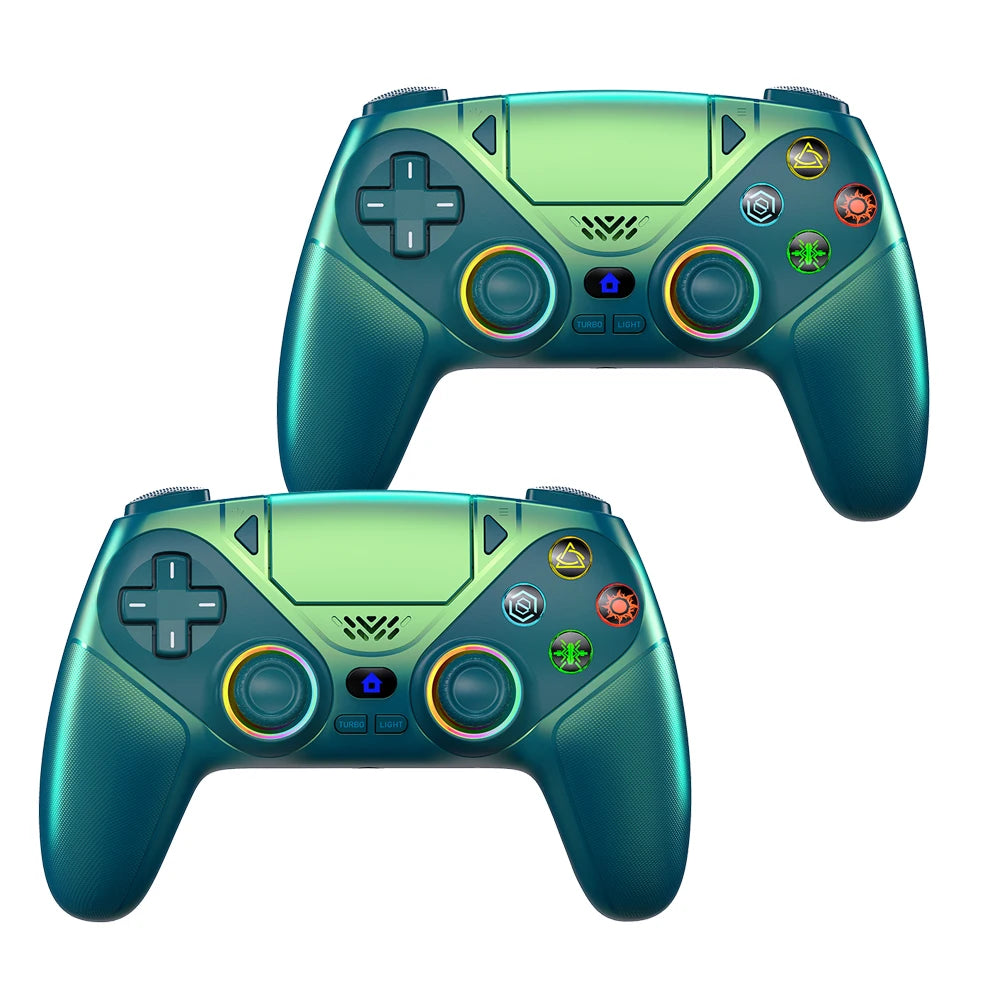 Dualpack RGB Wireless Controller Compatible with PS5 and PC, Hall Effect Triggers, Programmable Buttons, Turbo Mode, Dual Vibration Gamepad