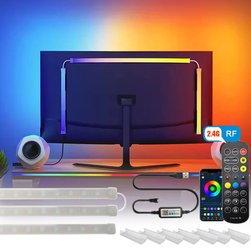 USB PC LED Strip Lights 24-34 Inch Computer RGBIC APP Music Sync Monitor Screen LED Backlight for Gaming Room Atmosphere Decor