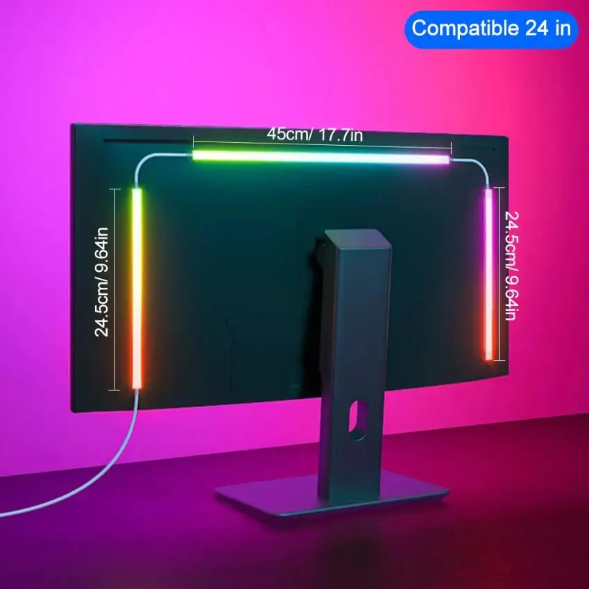 USB PC LED Strip Lights 24-34 Inch Computer RGBIC APP Music Sync Monitor Screen LED Backlight for Gaming Room Atmosphere Decor