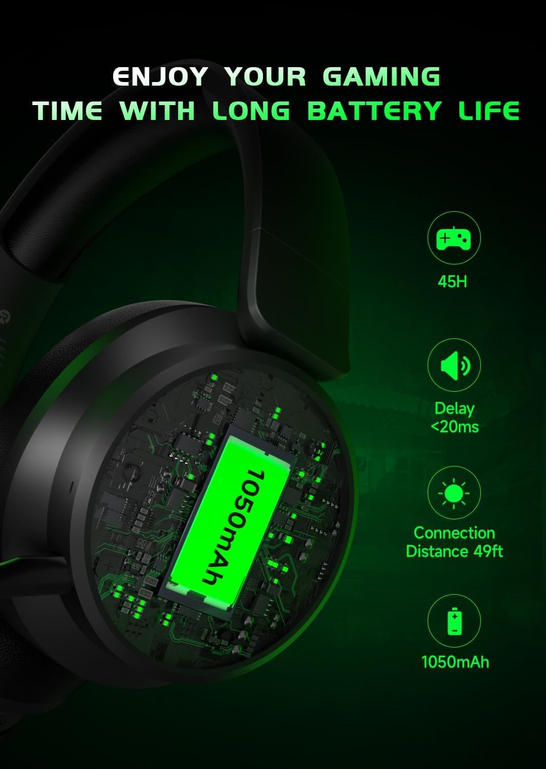 RYR Captain 200 Wireless Gaming Headset for Xbox Series X|S, PS5 & PC, 3D Surround Sound, ENC Mic, 45H Battery - NSD Gaming Supply
