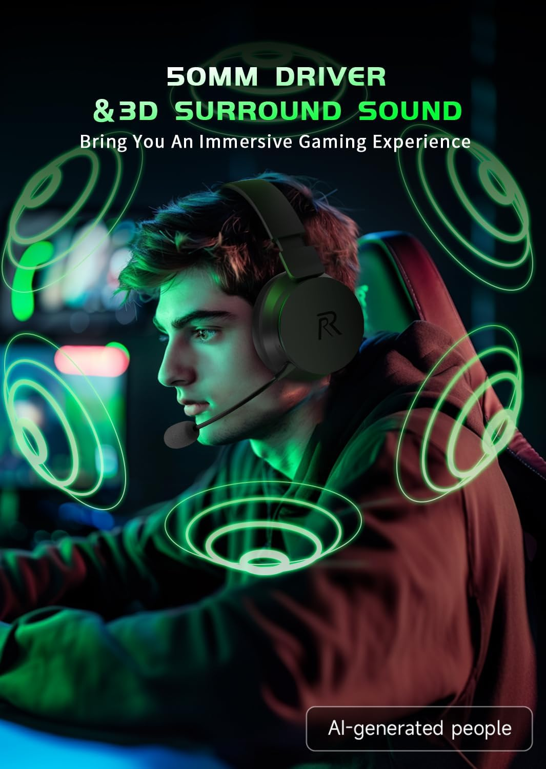 RYR Captain 200 Wireless Gaming Headset for Xbox Series X|S, PS5 & PC, 3D Surround Sound, ENC Mic, 45H Battery - NSD Gaming Supply