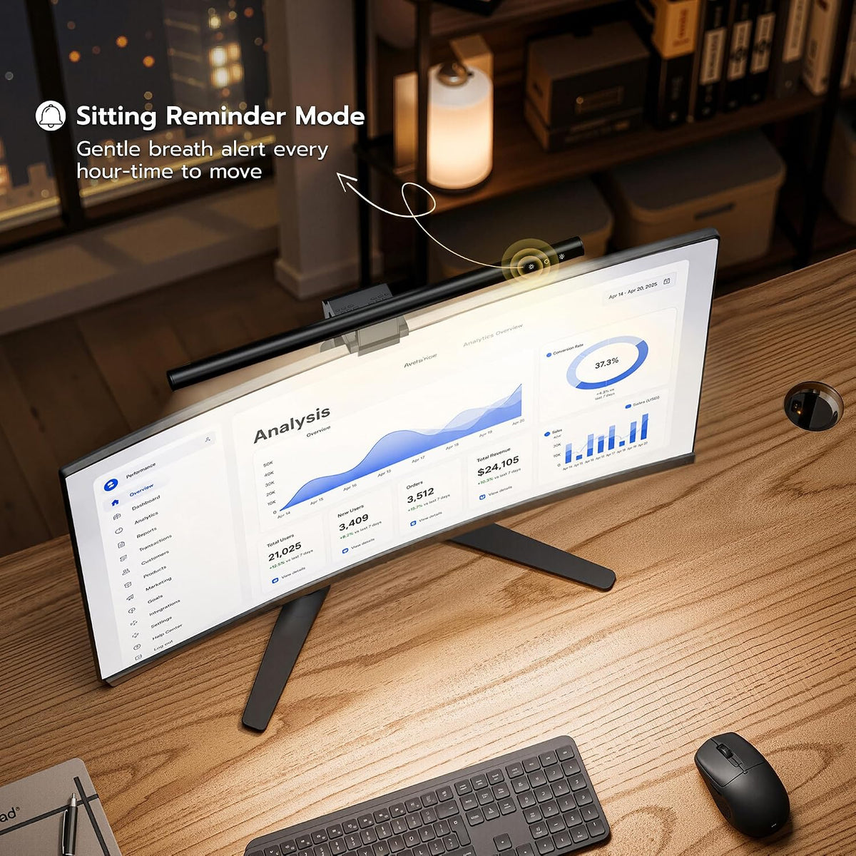 ARES WING Monitor Light Bar with Remote, Auto Dimming, No-Glare Lighting & Sedentary Reminder