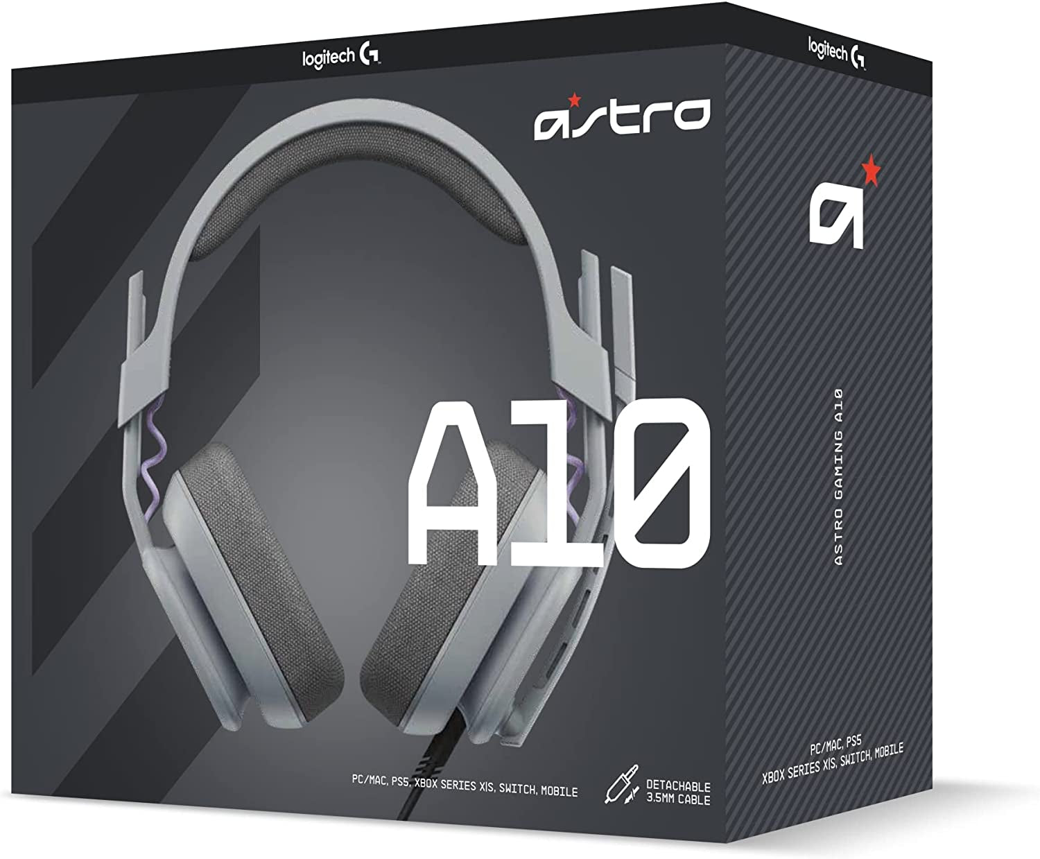 Logitech G Astro A10 Gen 2 Wired Gaming Headset, Cross-Platform Over-Ear Headphones with Flip-To-Mute Mic and 3.5mm Jack