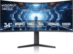34-Inch Curved Ultrawide WQHD 3440×1440 Gaming Monitor, 180Hz 1000R- PIP/PBP, 1Ms(Mprt), HDR400, DCI-P3 95%, Freesync Premium, 1 X DP 1.4 & 2 X HDMI 2.0, Tilt Height Swivel Adjustment, 34E6UC