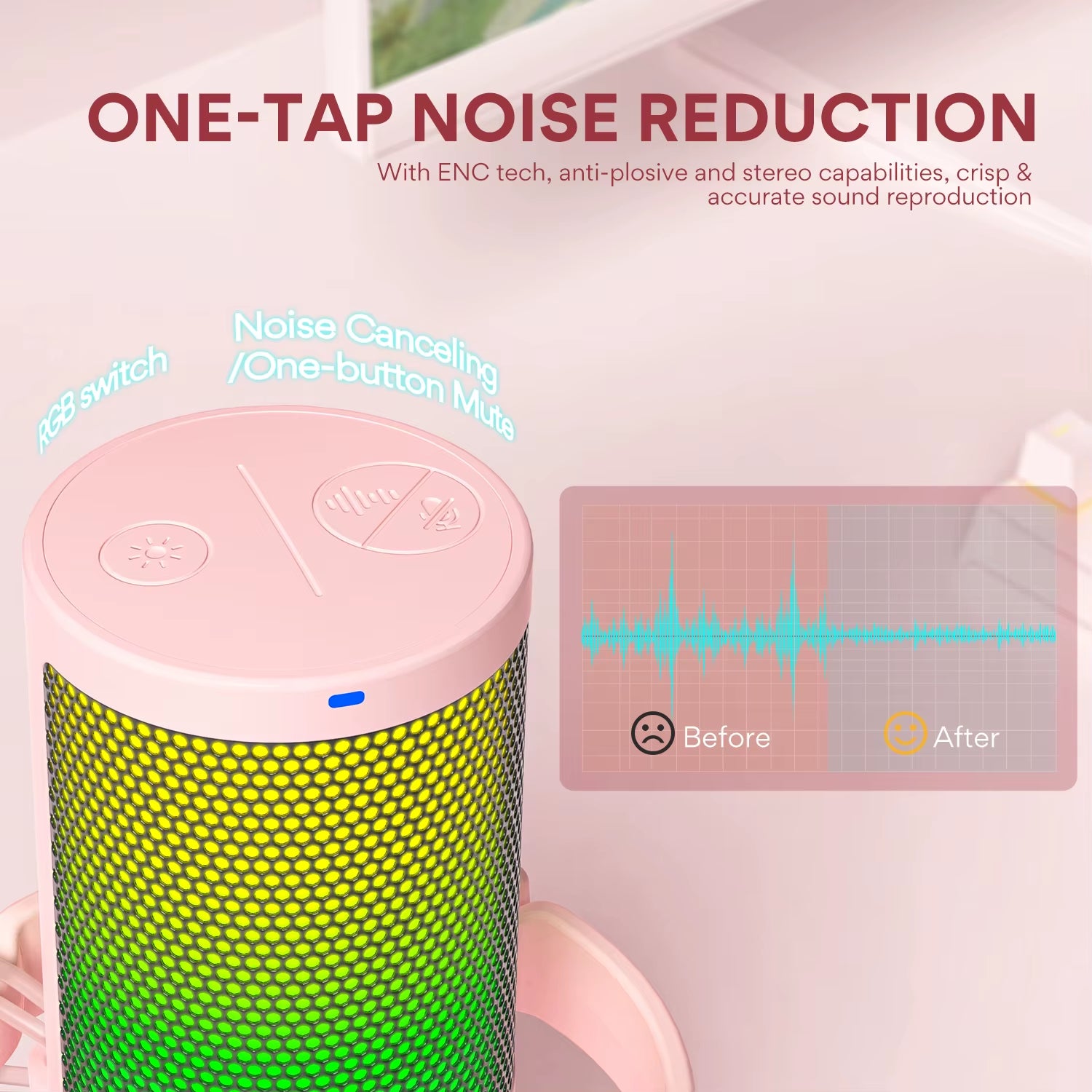 Gamerwave DGM20 USB Type C Gaming Microphone with RGB Lighting and Zero Latency Monitoring