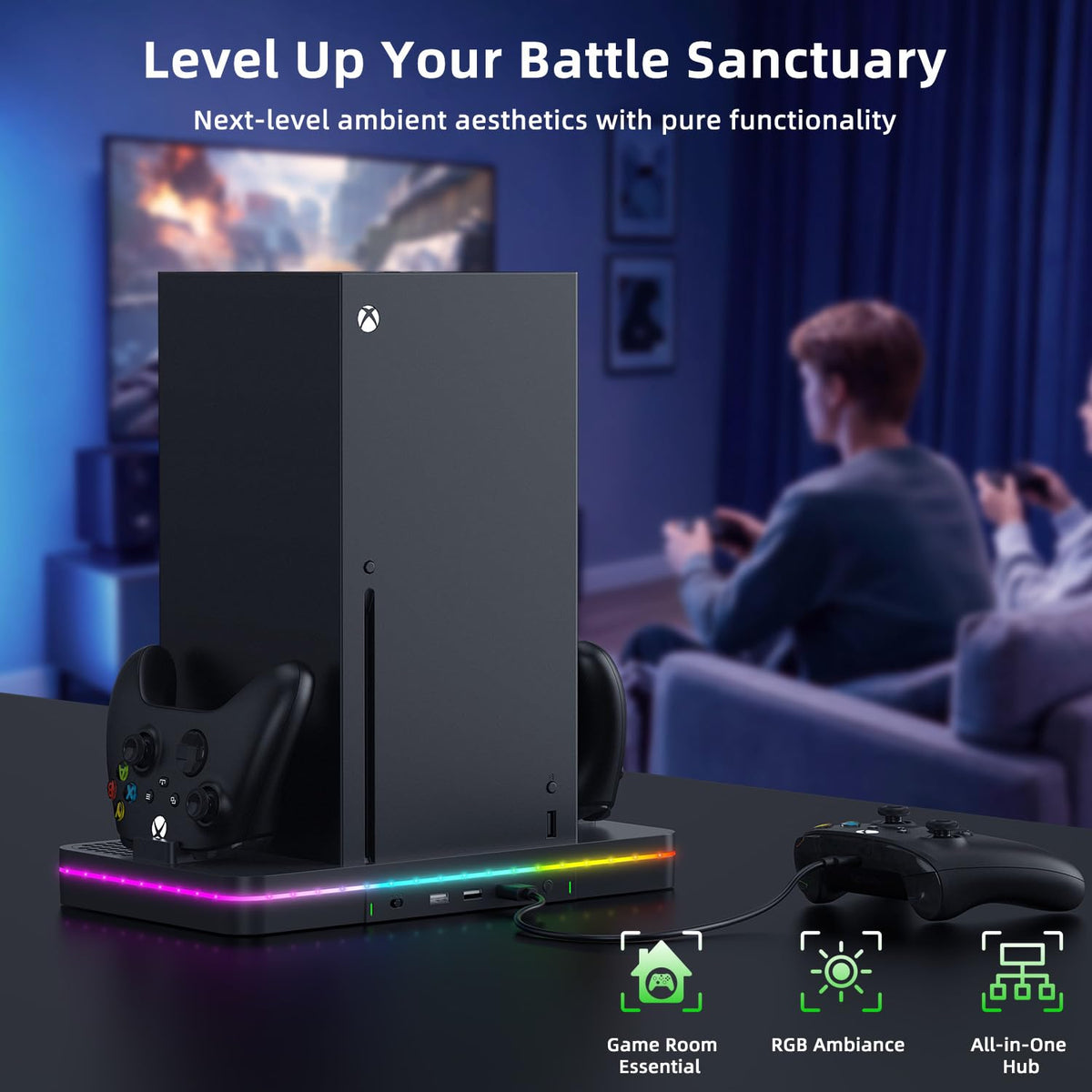 CODOGOY Xbox Series X|S Cooling Stand & Dual Controller Charger with 2 Rechargeable Batteries