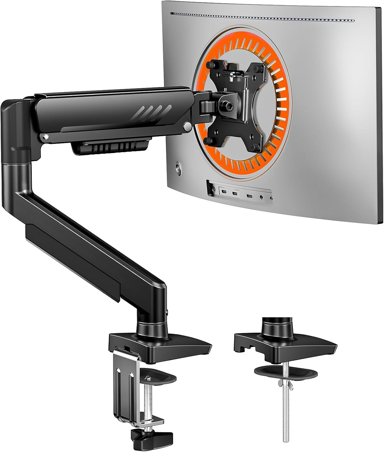 Single Monitor Arm, Fully Adjustable Monitor Mount for 13–34 Inch Screens, Fast Install Computer Monitor Stand with Tool-Free VESA Mount, Cable Management, Holds 19.8 Lbs, Max VESA 100X100Mm