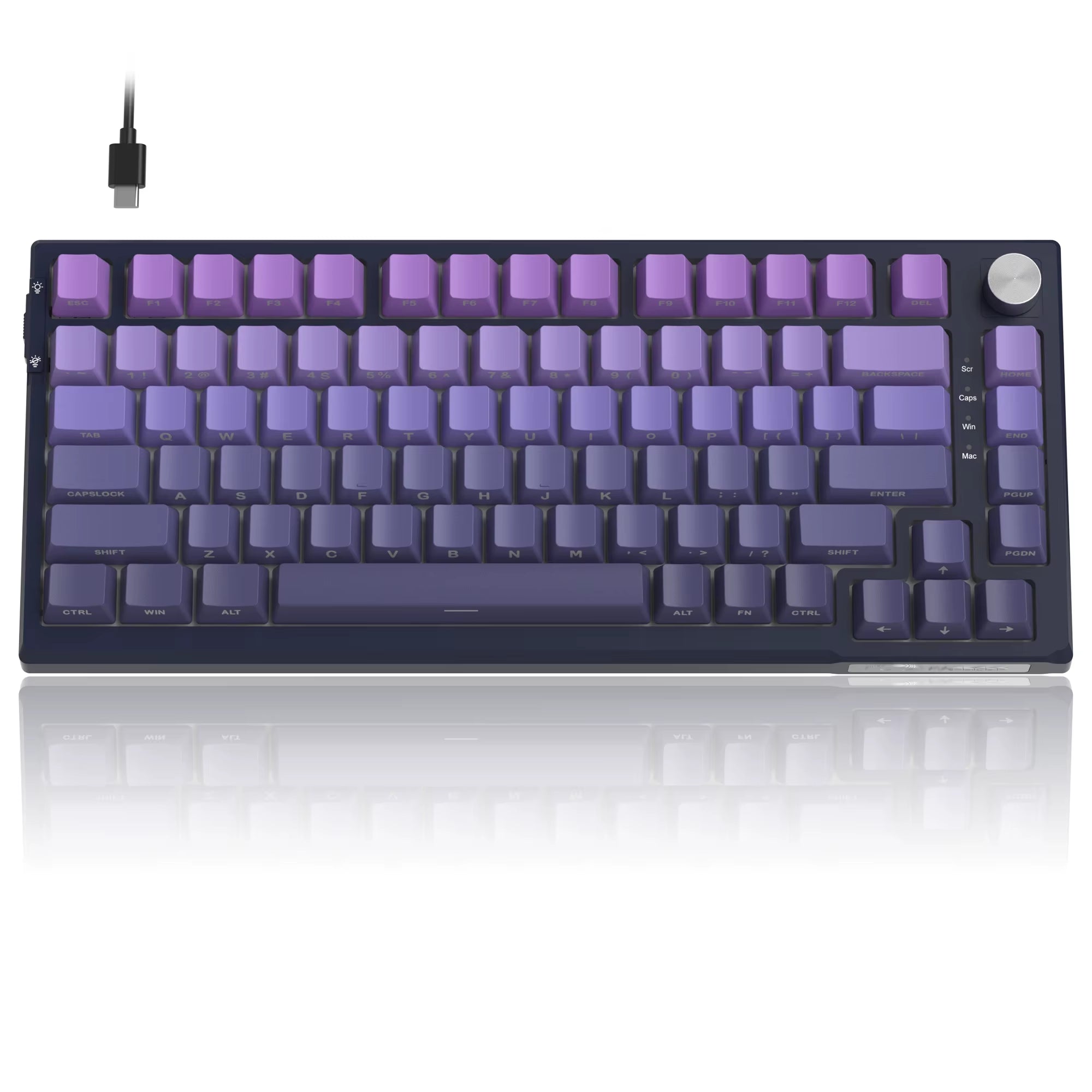 SKY81 75% Mechanical Gaming Keyboard, RGB Gasket Hot Swappable Wired Custom Creamy Sound Dampening Keyboard with Knob