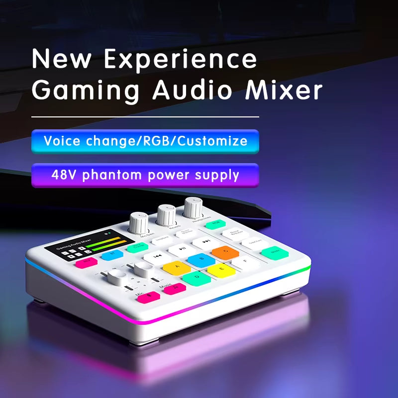 Broadcast Live Sound Card Quipment Podcast Gaming Audio Mixer with Microphone Set DJ Device for Audio Recording Live Streaming