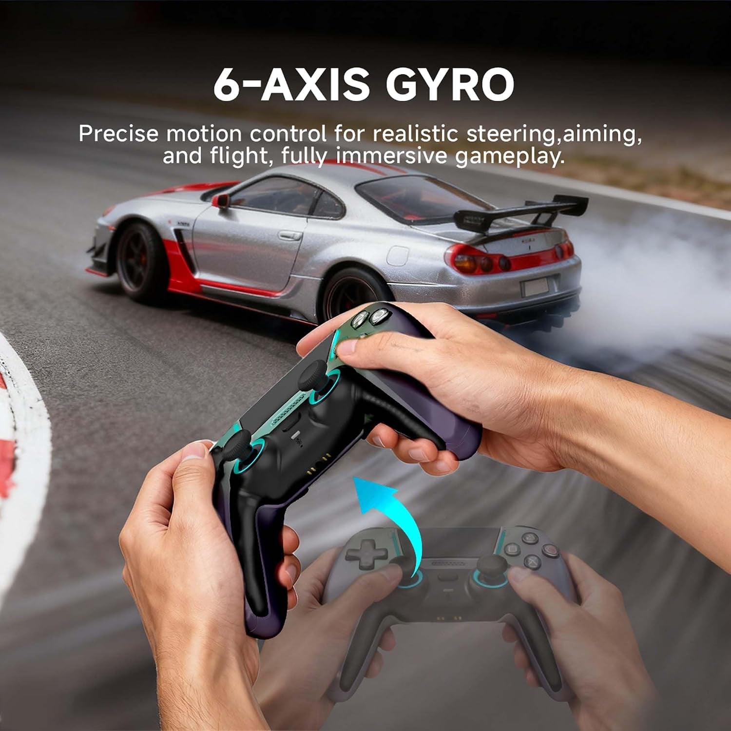 ASRVA Wireless Controller for PS5 Slim & Pro, Hall Effect, Macro, Gyro & RGB