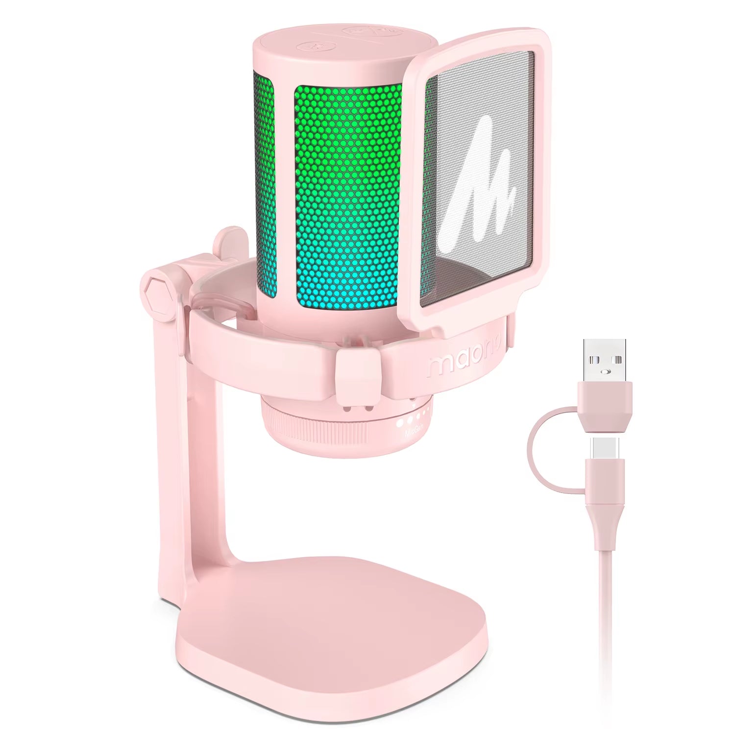 Gamerwave DGM20 USB Type-C Microphone RGB Lights Zero Latency Mute Podcasting Mic for Gaming Streaming