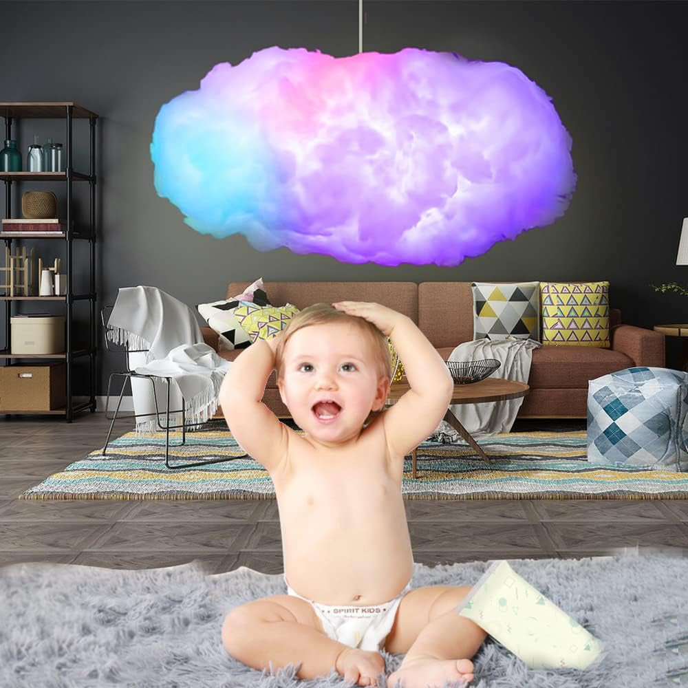 Cloud RGB Lightning Light with Music Sync, Bluetooth App Control, USB Powered LED Ceiling Light for Gaming Rooms and Streaming Setups