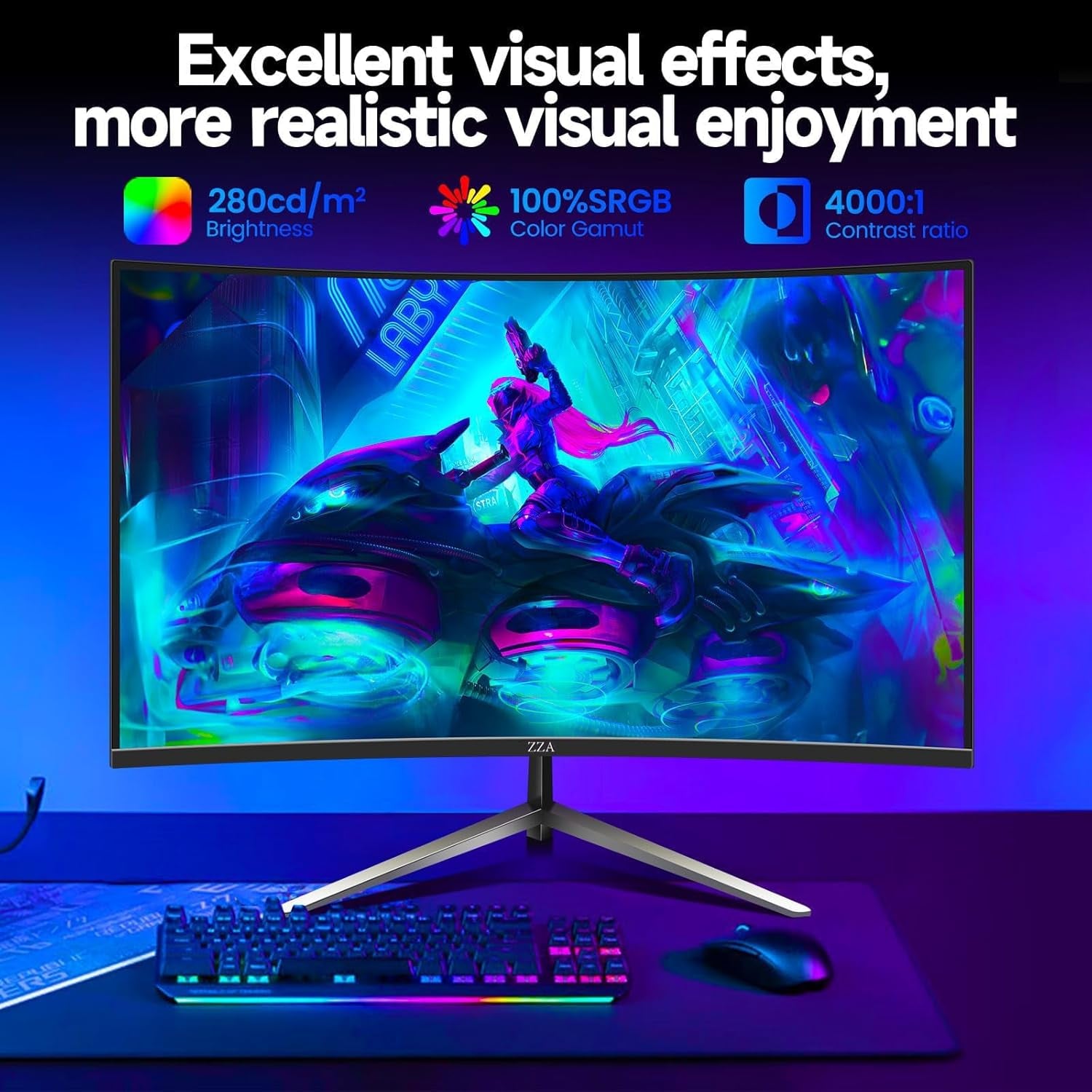 32 Inch Curved Gaming Monitor, FHD 1080P 240Hz Display, 1500R Curved Screen, 1ms GTG, HDR600, FreeSync and G-Sync Compatible, 122% sRGB, HDMI and DisplayPort, VESA Mount