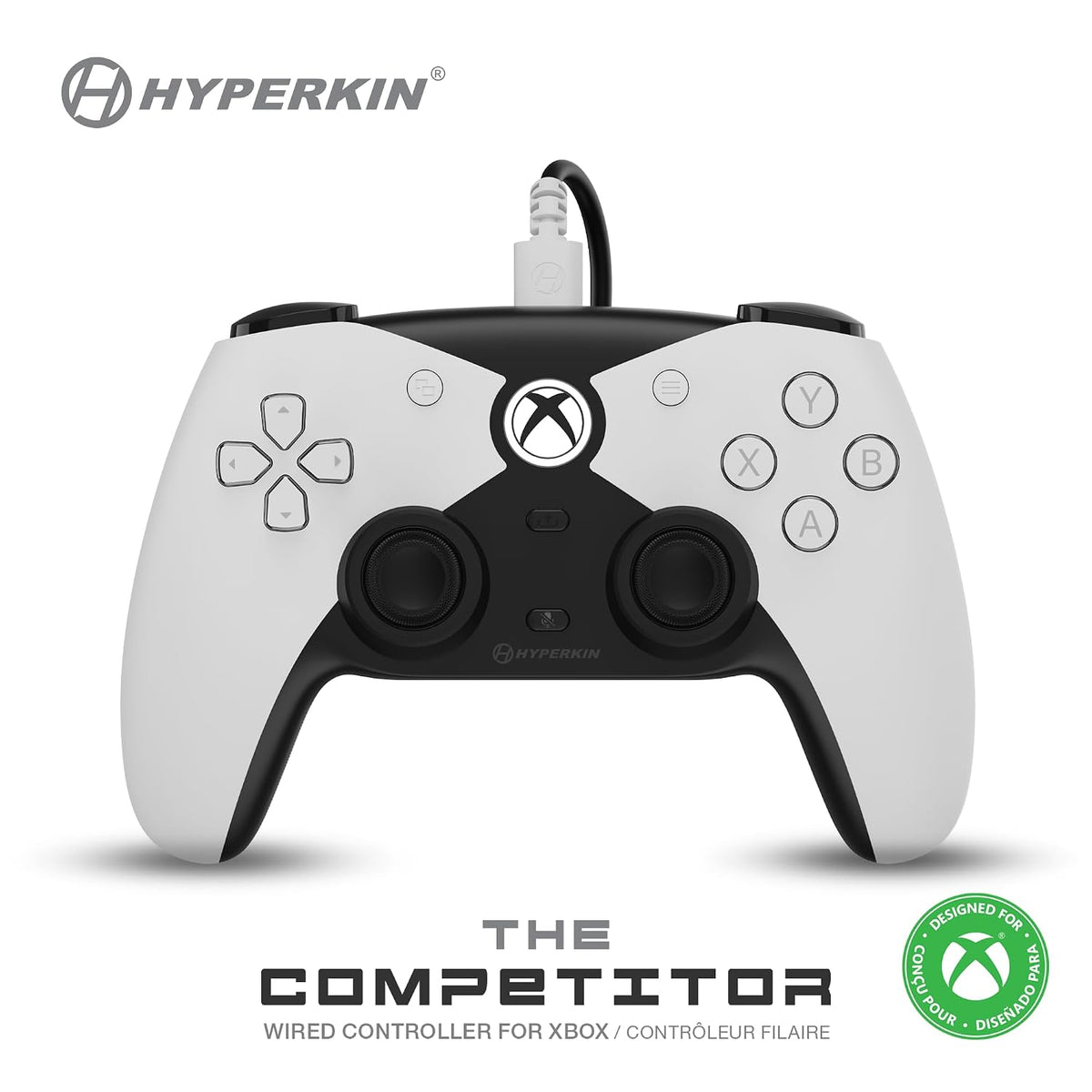 Hyperkin The Competitor Wired Xbox Controller, Hall Effect Joysticks, Symmetrical Layout, White