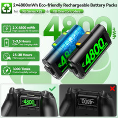 Controller Charger Station with 2X4800Mwh Rechargeable Battery Packs Compatible with Xbox One/Elite/Series X|S, Controller Charging Dock, XB Gaming Accessories with 9 RGB Modes and 4 Battery Covers