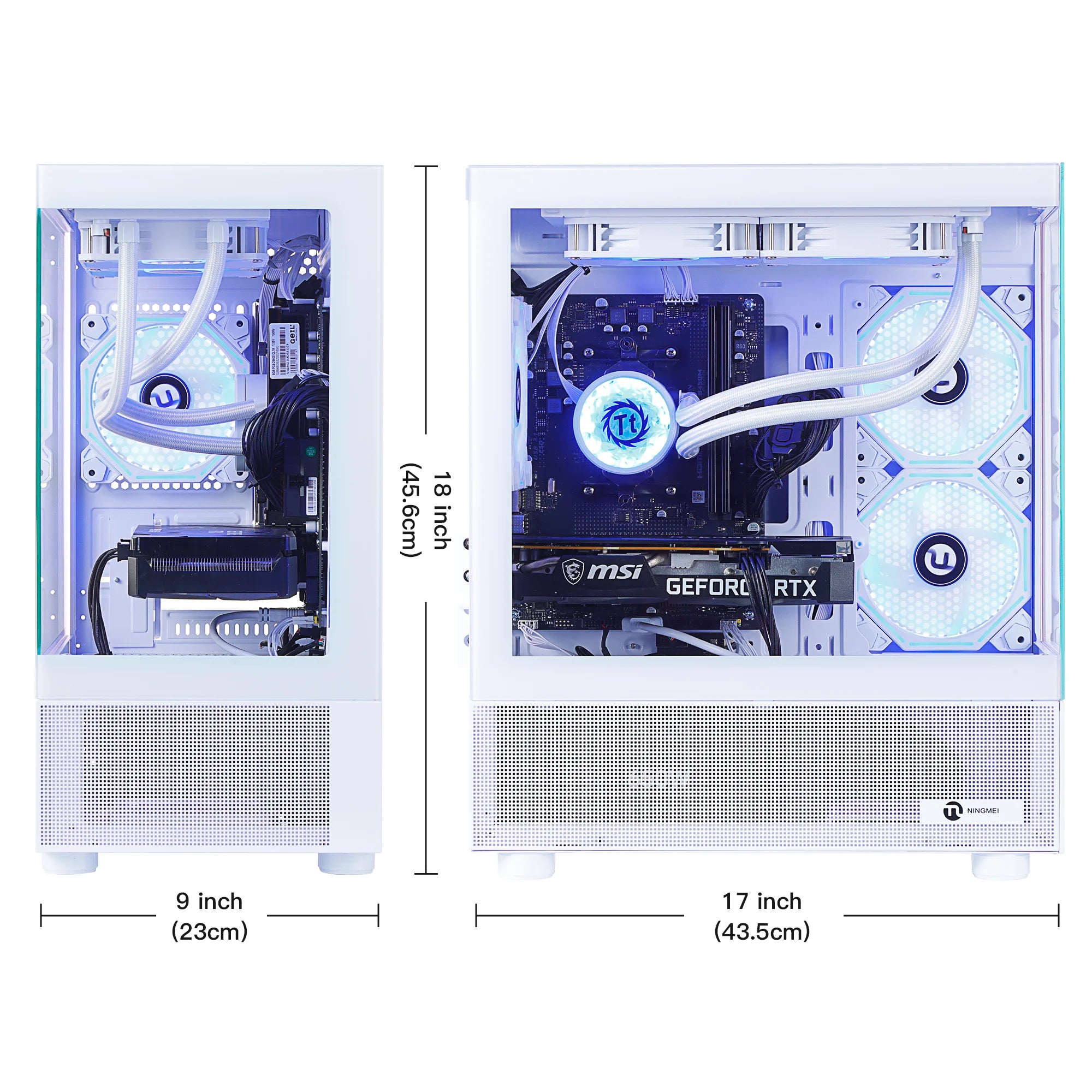 Gaming PC with AMD Ryzen 7 5700X, NVIDIA RTX 5060 Ti 8GB, 32GB DDR4 RAM, 1TB NVMe SSD, WiFi, White RGB Desktop for Gaming and Content Creation