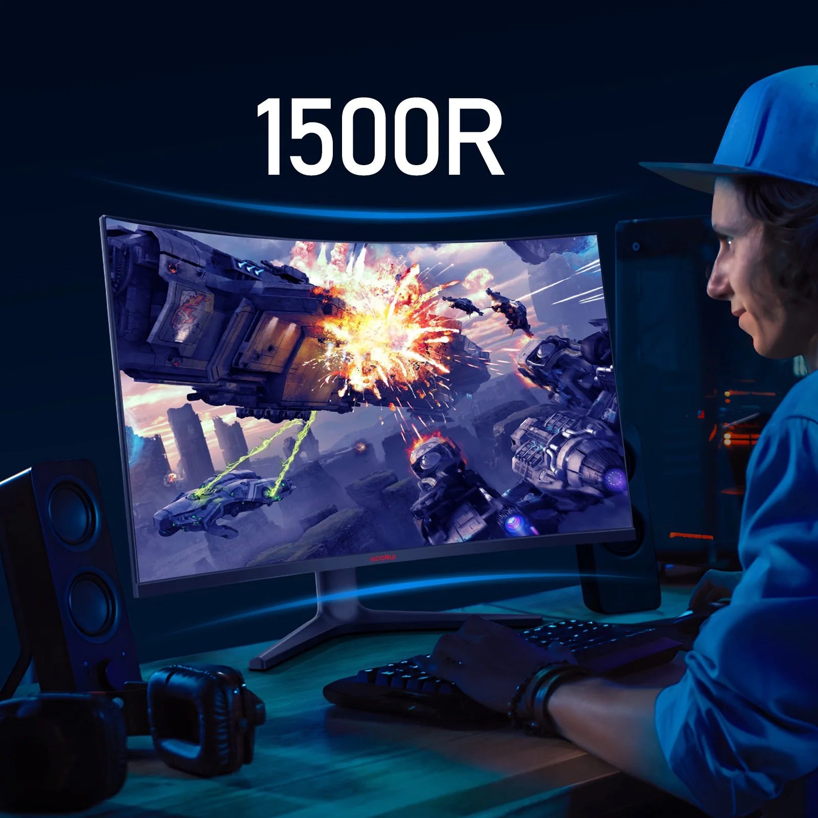 32 Inch Curved Gaming Monitor, QHD 2560x1440 170Hz Display, 1ms Adaptive Sync VA Monitor with HDR10, DP and HDMI Ports, 1500R Curved Screen