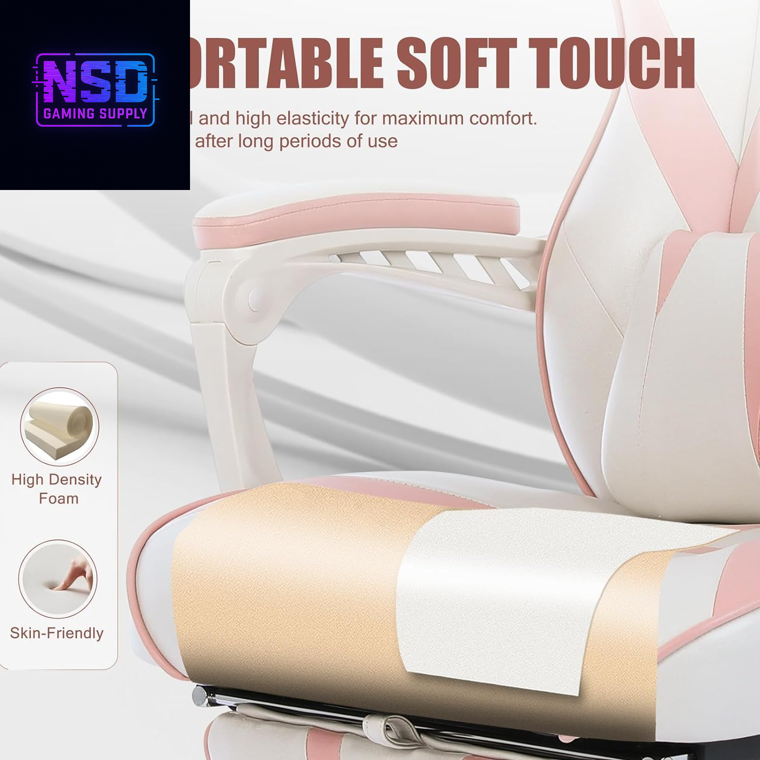 Zeanus Pink Gaming Chair with Massage & Footrest – Ergonomic Gamer Chair for Women and Adults