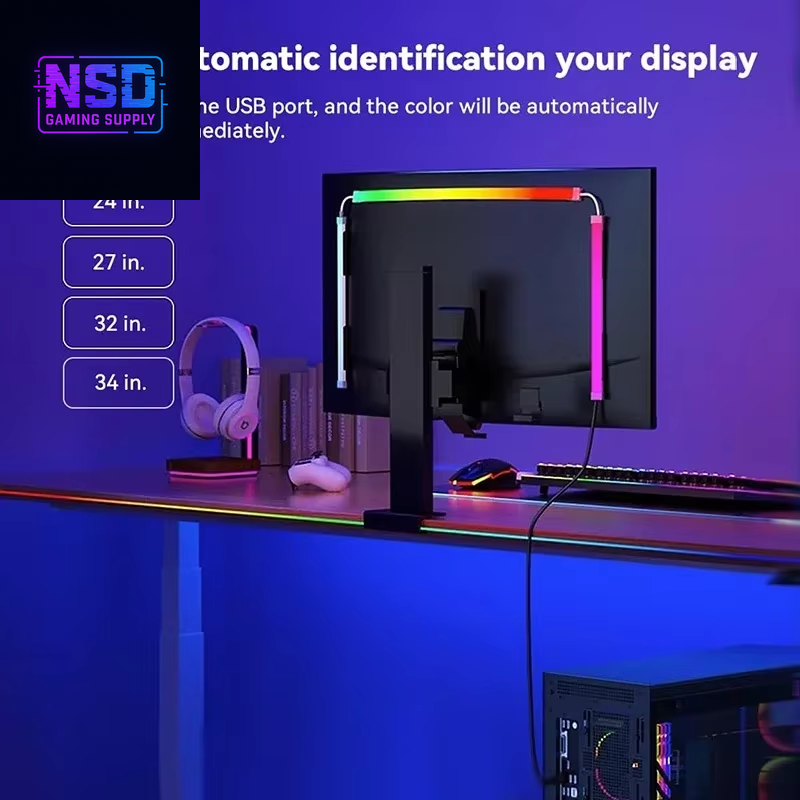 RGBIC Ambient Gaming Light Strip – Screen Sync, Music Reactive, USB Powered, Smart Software Control