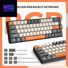 RK-T8PR0 Wired 65% Mechanical Gaming Keyboard and Mouse Combo with RGB Backlit Anti-Ghosting TKL Mini 68 Key Coiled C to a Cable Tactile Blue Switch for PS4 PS5 Xbox PC Mac Gamer(Dark Gray)