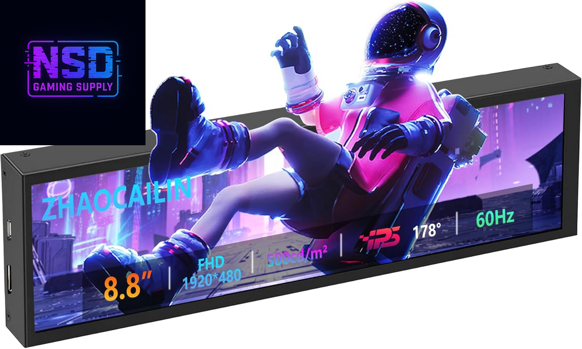 8.8 Inch FHD Computer Secondary Screen IPS 1920X480 LCD Display CPU Temperature Monitor with Casing for Computer Case Temperature Windows Aida64 CPU GPU Monitor