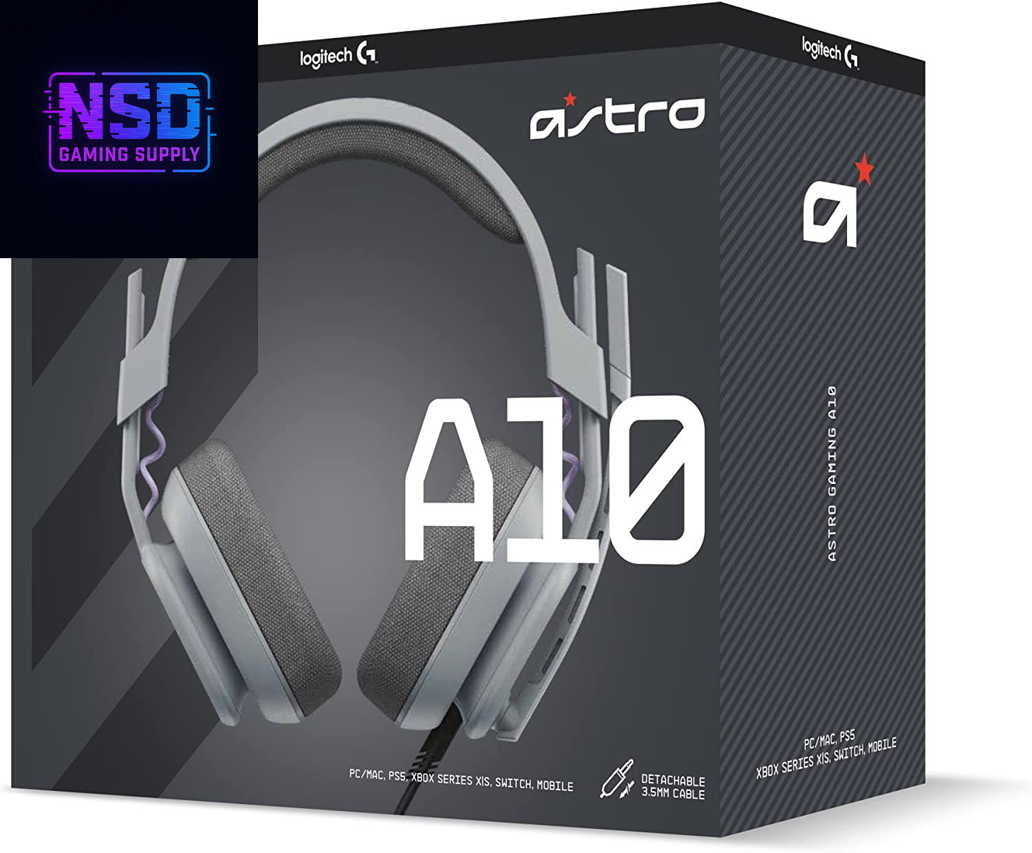 Logitech G Astro A10 Gen 2 Cross-Platform Wired Gaming Headset for Playstation 5/4, Xbox S|X, Nintendo Switch, PC: 3.5Mm Headphone Jack, 32Mm Drivers, Flip-To-Mute Mic, Over-Ear - Grey